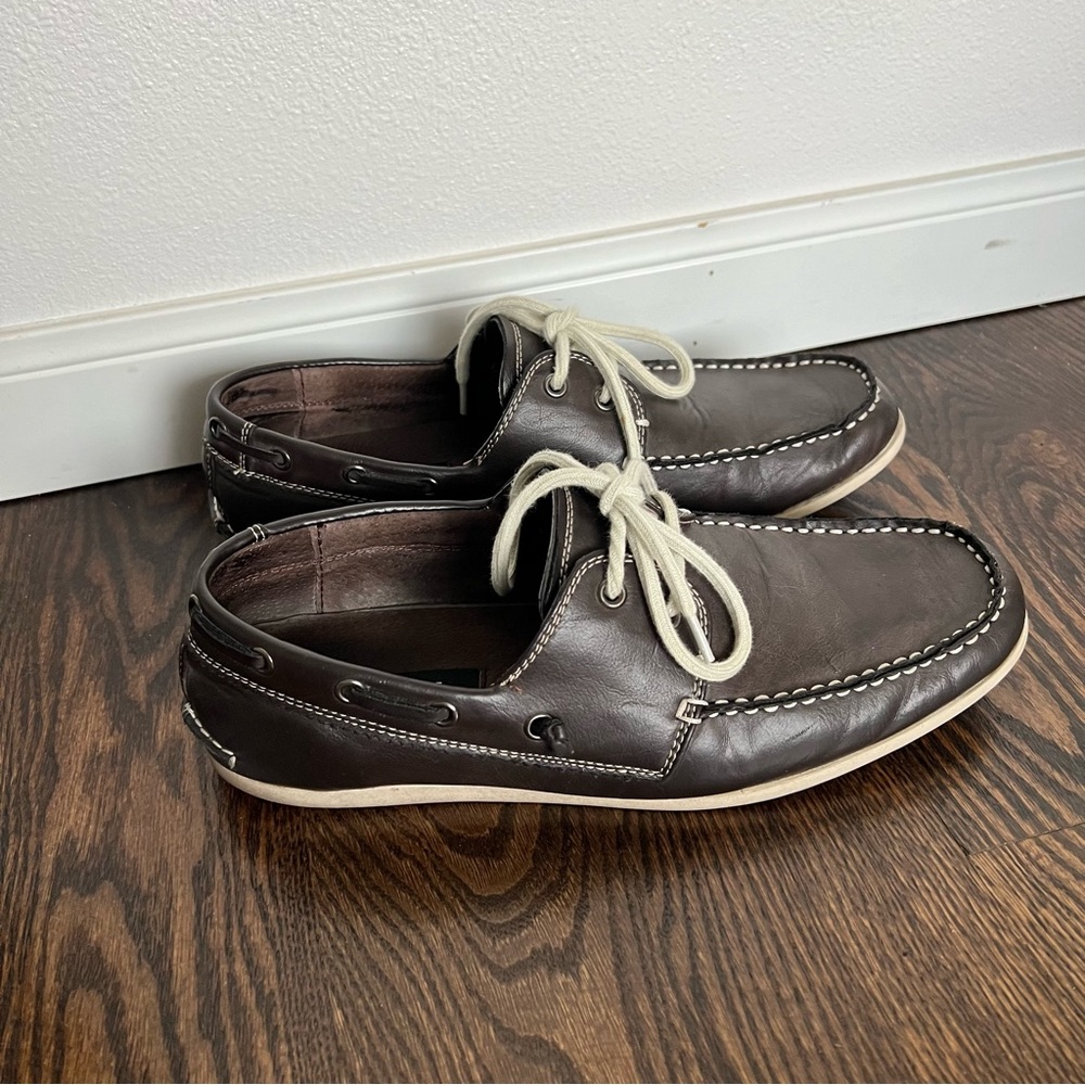Steve Madden Men’s Brown Boat Yacht Loafer Leather Shoes